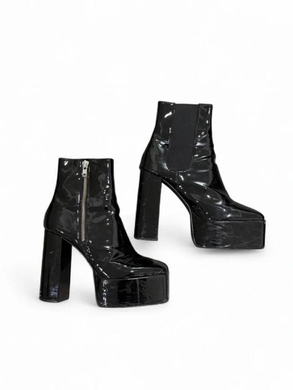 Rare Shop SYRO Rancho Black Patent Platform Ankle Boots M12/W13.5 Goth Rave